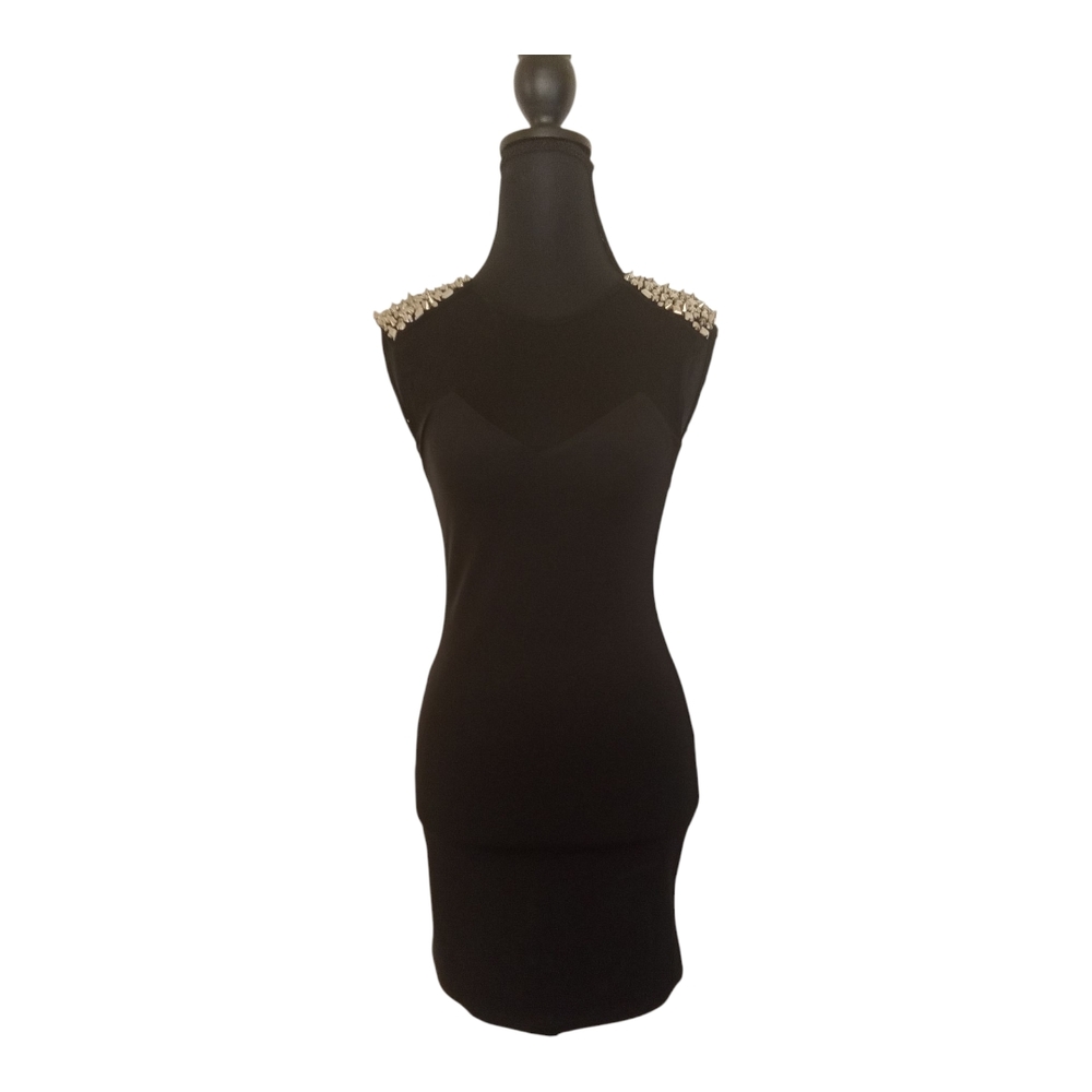 Sparkle & Fade Black Dress with Embellished Shoulders